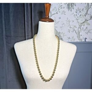 Vintage Chunky Bead Gold Tone Statement Necklace‎ 30" Long Made Korea Layering